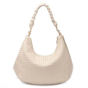 Urban Expressions Sabrina Woven Hobo Handbag Vegan Leather Bone Bag